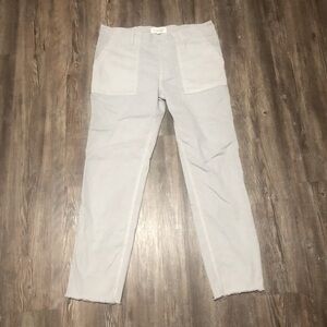 Nili Lotan Pants Women's 8 Shon Side Stripe Raw Hem Light Gray Slim Fit Utility